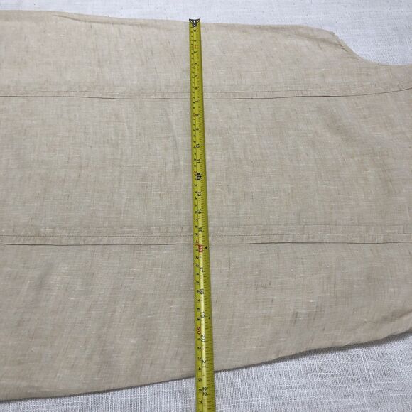 Flax Linen Maxi Dress Women S Cream Sleeveless Midi Relax Side Slits Lagenlook - Picture 13 of 14